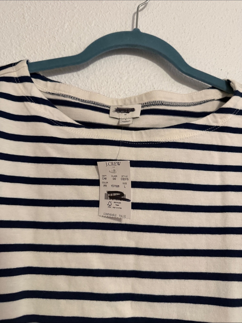 J.Crew Boatneck Striped Top with Heart Elbow Patches - Picture 3 of 8